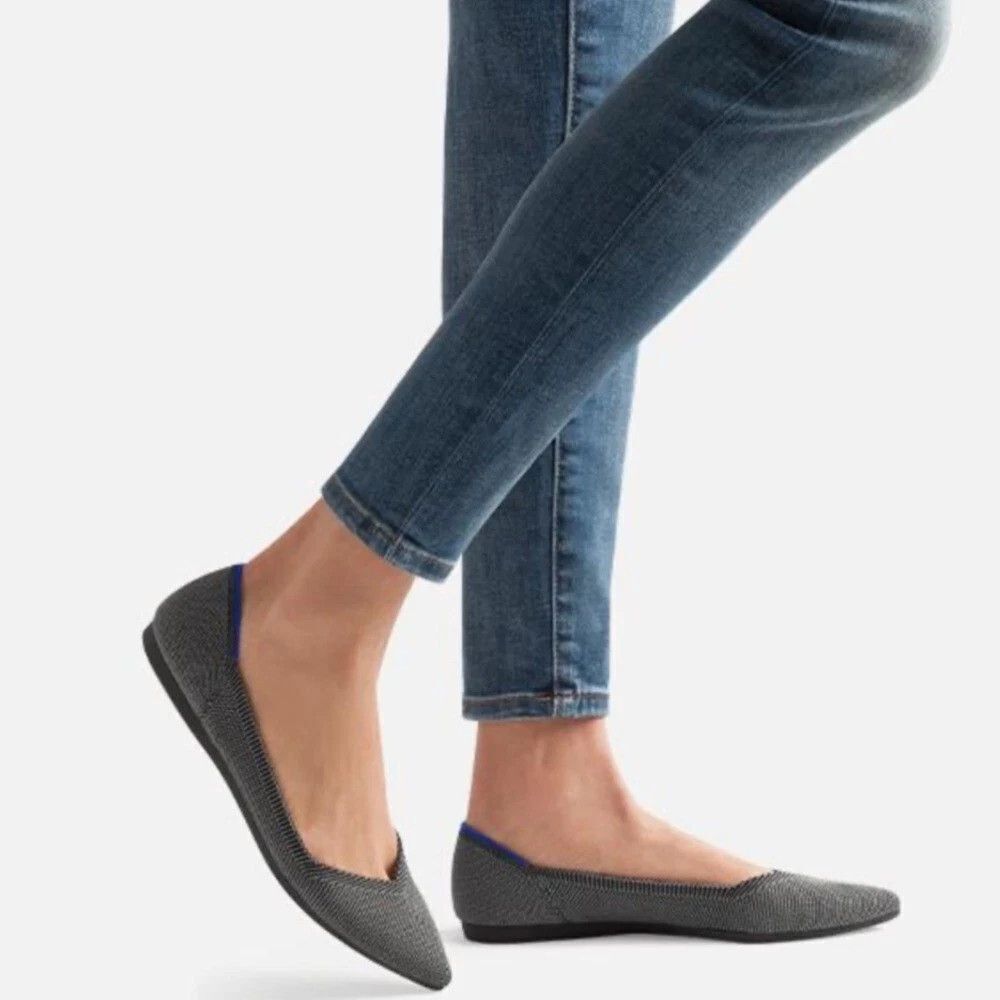 Rothy’s The Point Pointed Toe Flat Cloud Grey Birdseye 10 - Picture 4 of 7